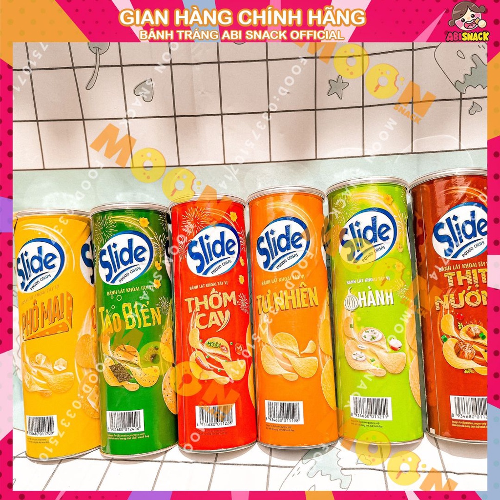 [HỘP LỚN 160g] Bánh Snack Khoai Tây Lát Slide đủ 7 vị mới phô mai/thơm cay/thịt nướng/tảo biển/ hành/tự nhiên/gà nướng