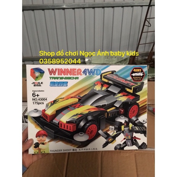 Bộ đồ chơi ghép hình lego ô tô, lego xe đua 175 chi tiết, giúp bé phát triển trí thông minh