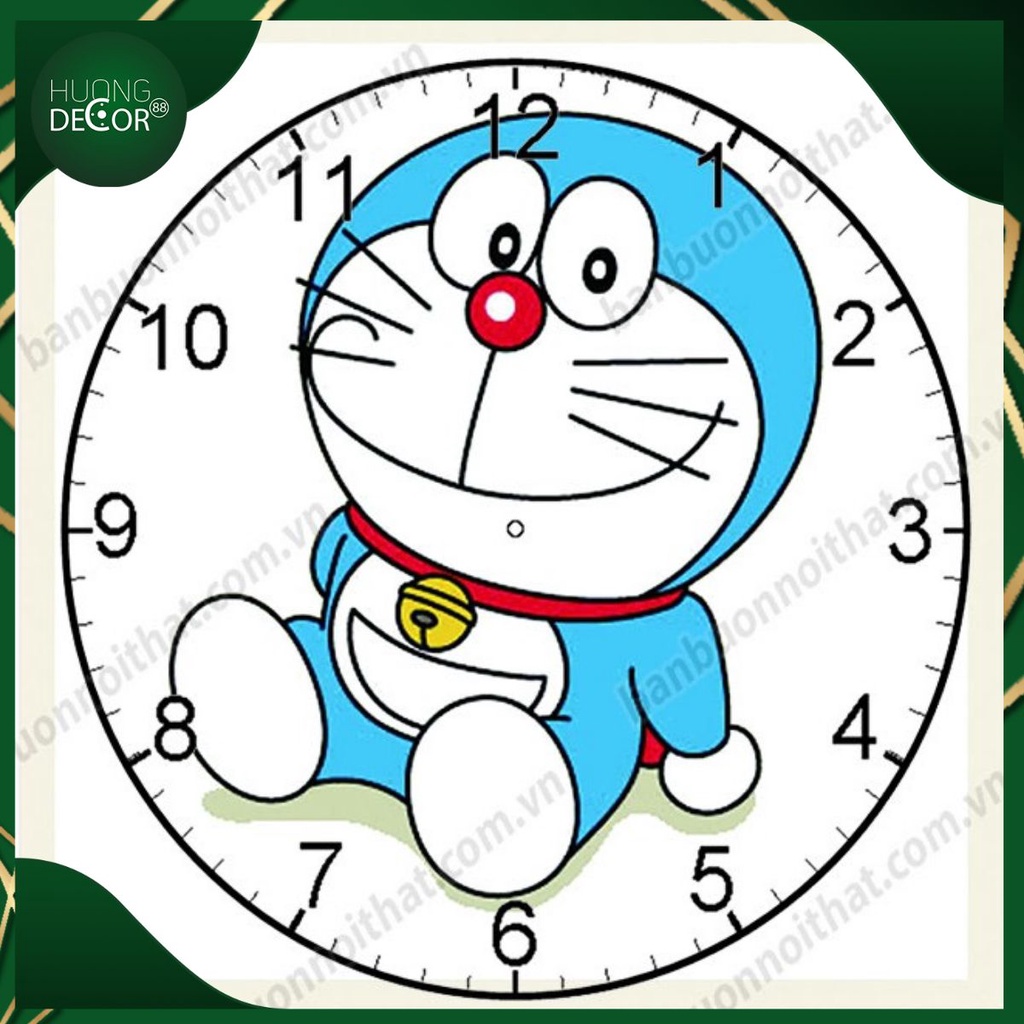 Đồng Hồ Treo Tường Tráng Gương 3D IN HINH NGỘ NGHĨNH DOREMON SIZE 35
