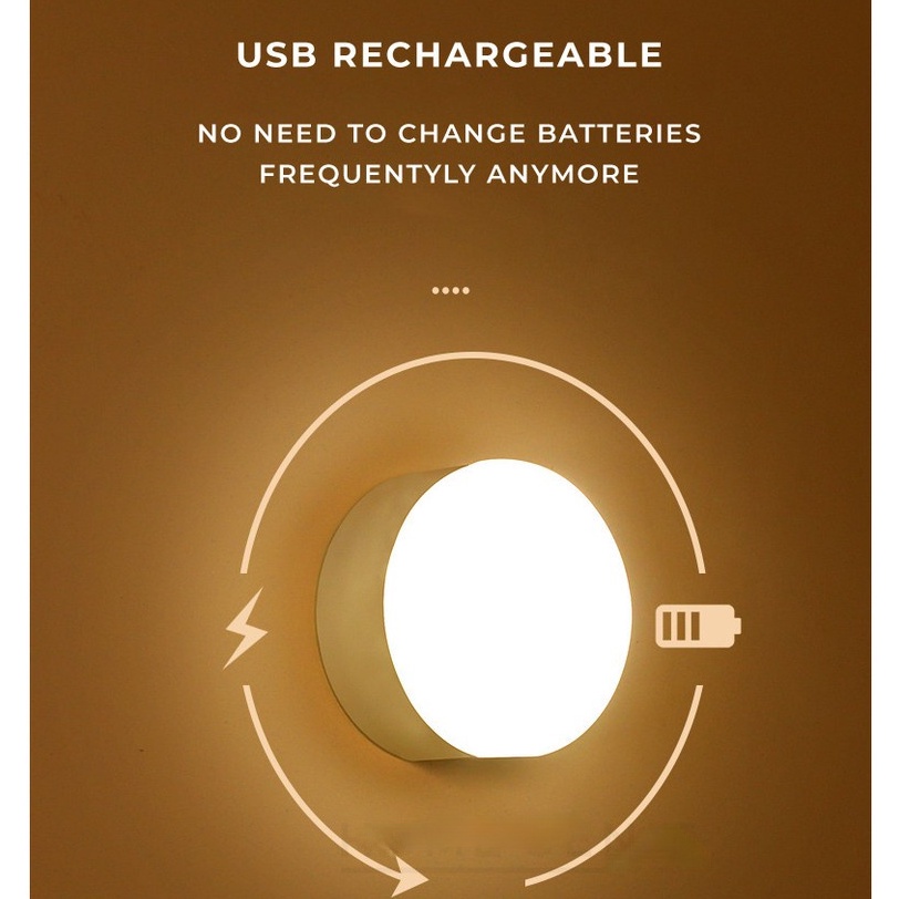Đèn Ngủ Dán Tường Sạc Usb Không Dây Tiện Dụng Cho Gia Đình