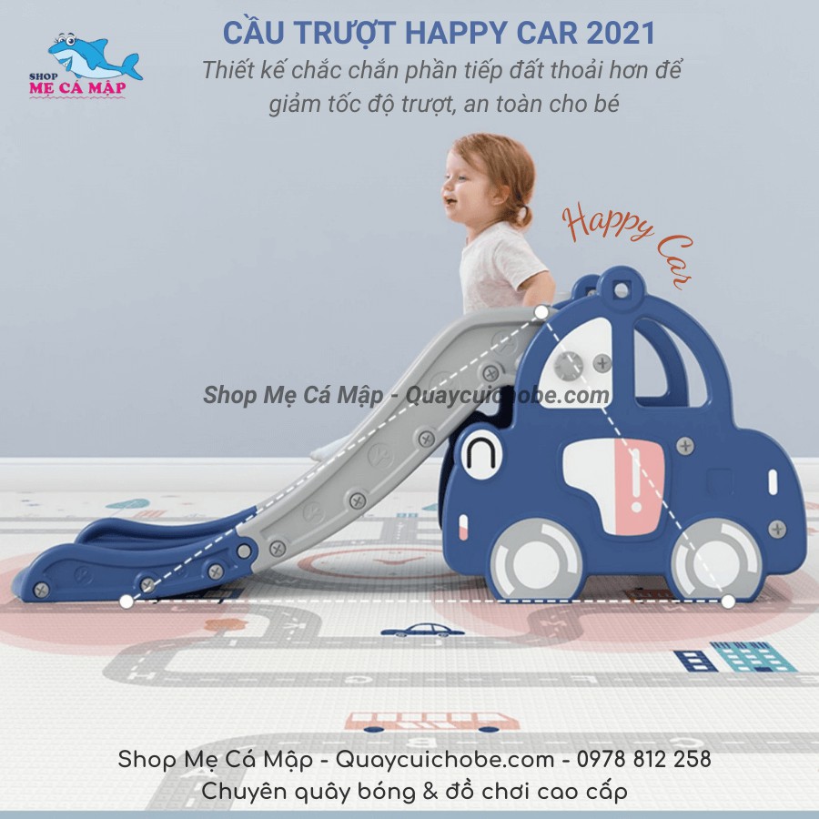 Cầu trượt cho bé Happy Car 2021, họa tiết ngộ nghĩnh, cầu trượt cho bé trai và bé gái