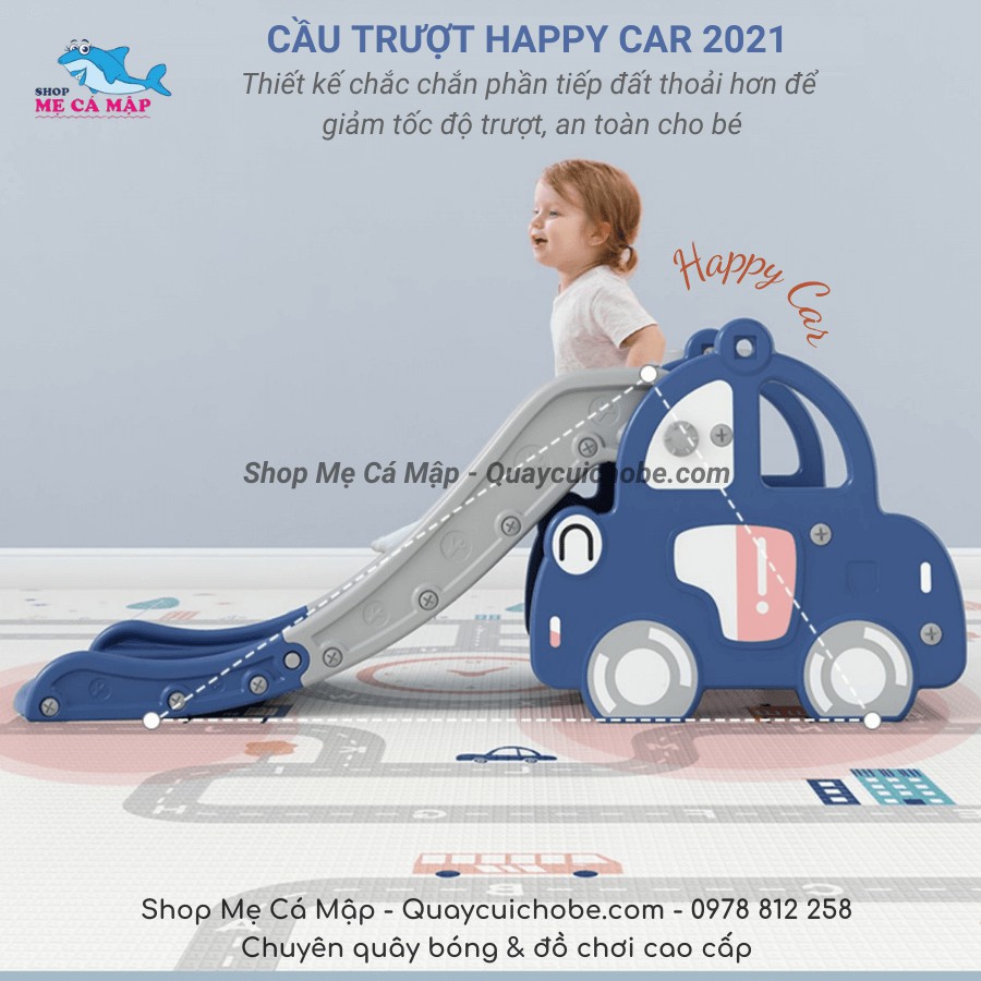 [Mã SKAMSALE8 giảm 10% đơn 200K] Cầu trượt cho bé Happy Car 2021, họa tiết ngộ nghĩnh, cầu trượt cho bé trai và bé gái