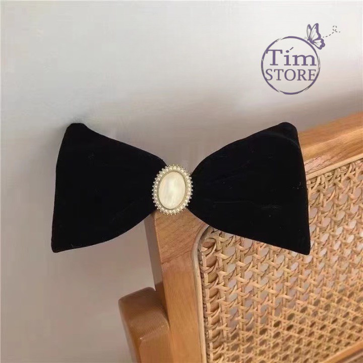 Kẹp tóc nữ nơ đen sang trọng TIMSTORE phụ kiện thời trang phong cách hàn quốc