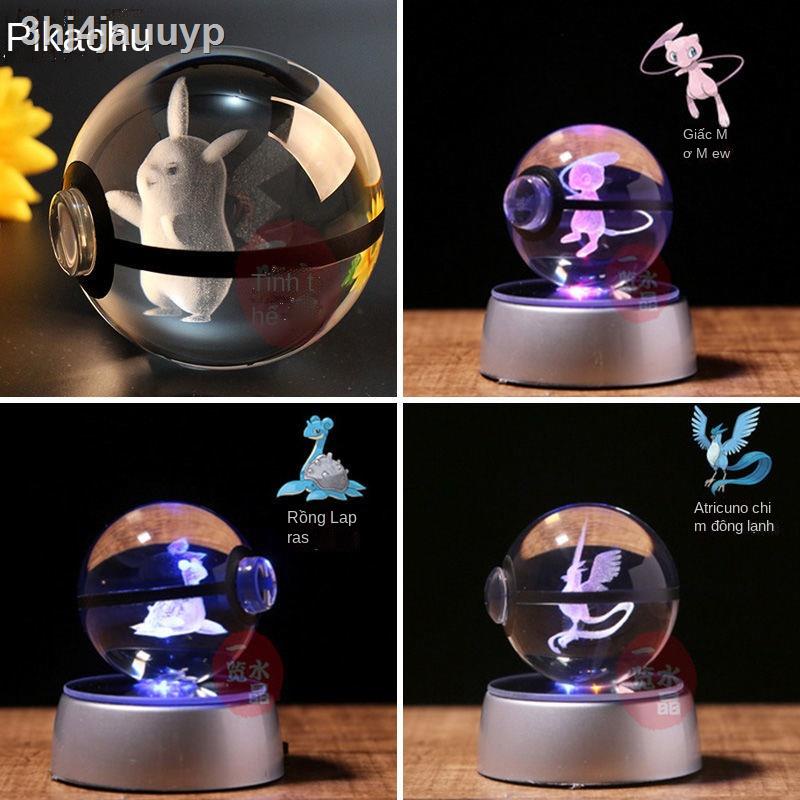 ✱☁Đồ trang trí quả cầu pha lê Pikachu tưởng tượng phát sáng dạ quang nhỏ món quà sinh nhật bạn gái nhỏ Po