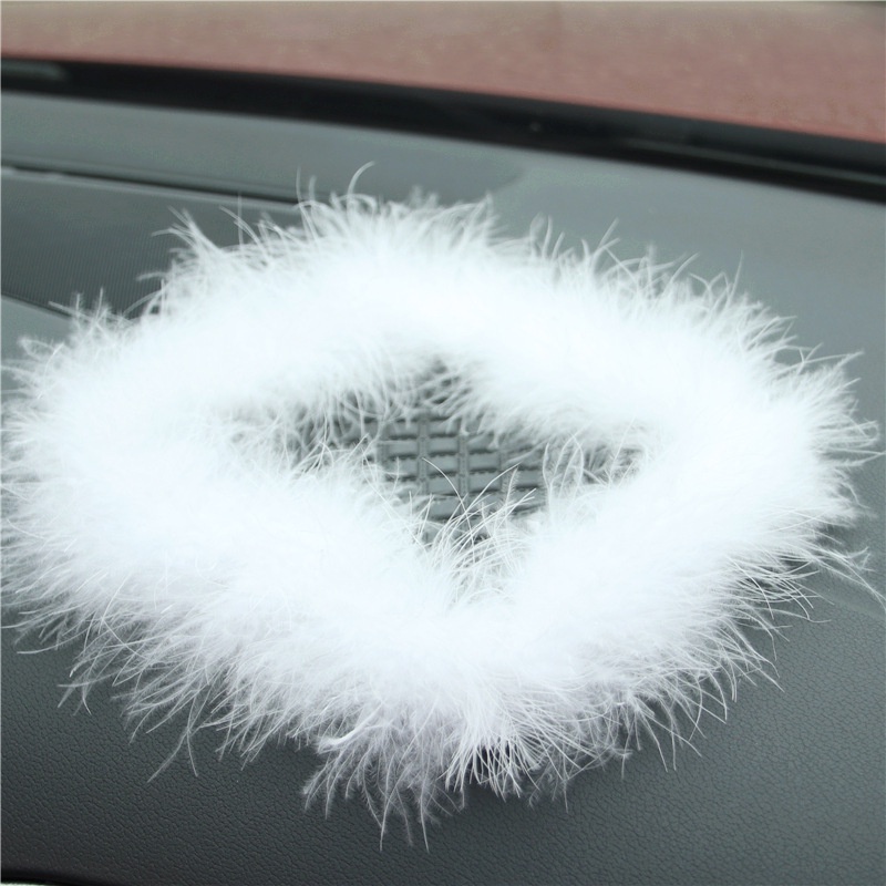 Thảm Lông Đà Điểu Màu Trắng Chống Trượt Có Ngăn Đựng Nước Hoa Trang Trí Nội Thất Xe Hơi