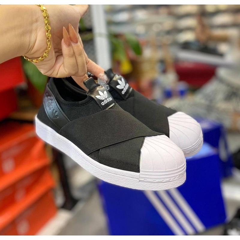 (Video cận cảnh) Giày thể thao sneaker superstar slip on black