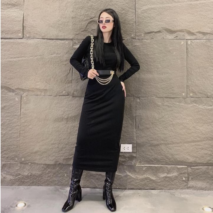 Đầm Body Len Tăm Trơn Dáng Dài