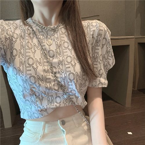 AMOI Áo Sơ Mi Ngắn Tay Phồng Chất Liệu Cotton Thời Trang Dành Cho Nữ