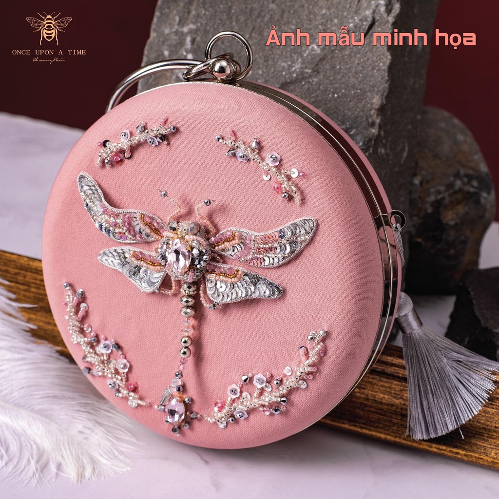 Khung túi/Phôi ví tròn 18cm DIY Phôi túi để thêu, set đủ 3 chi tiết như hình Cici Handmade hạt nguyên liệu đính kết