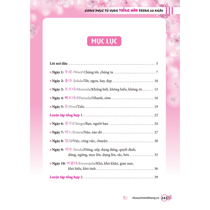 Sách - Chinh phục từ vựng tiếng Hàn trong 60 ngày (file nghe sau sách)