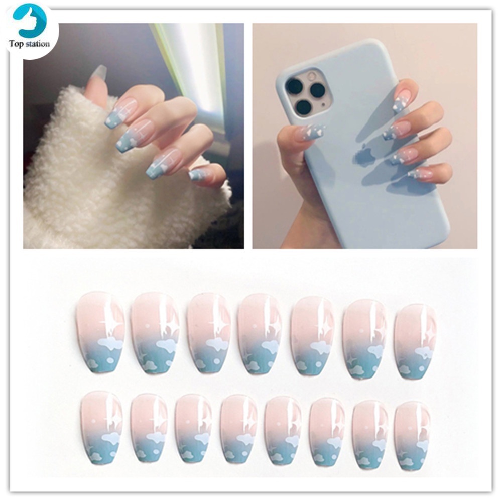 (Hàng Mới Về) Miếng Dán Trang Trí Móng Tay Màu Gradient Độc Đáo Không Thấm Nước Kèm Keo Dán