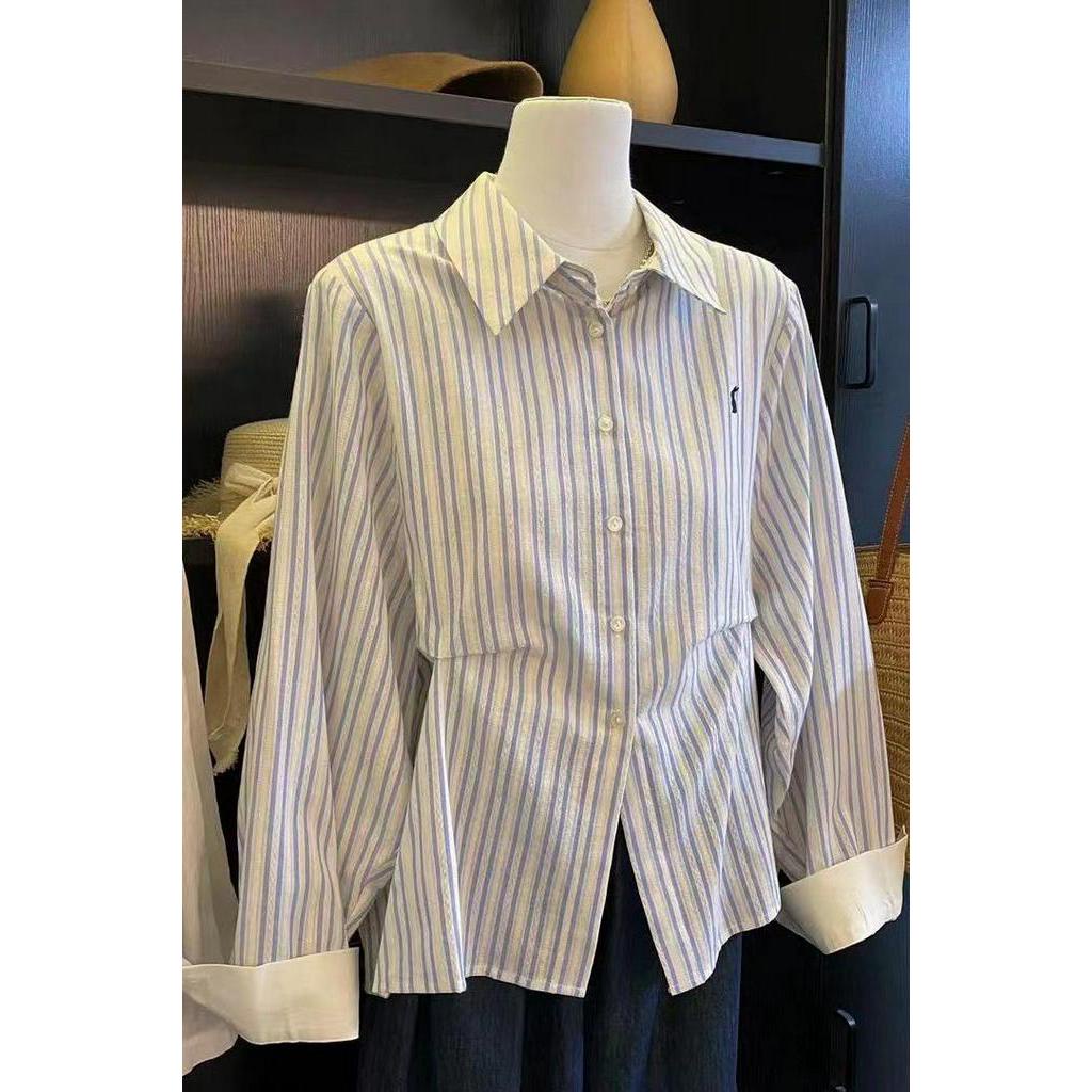 67194 Áo Sơ Mi Dài Tay Sọc Xanh Giản Dị