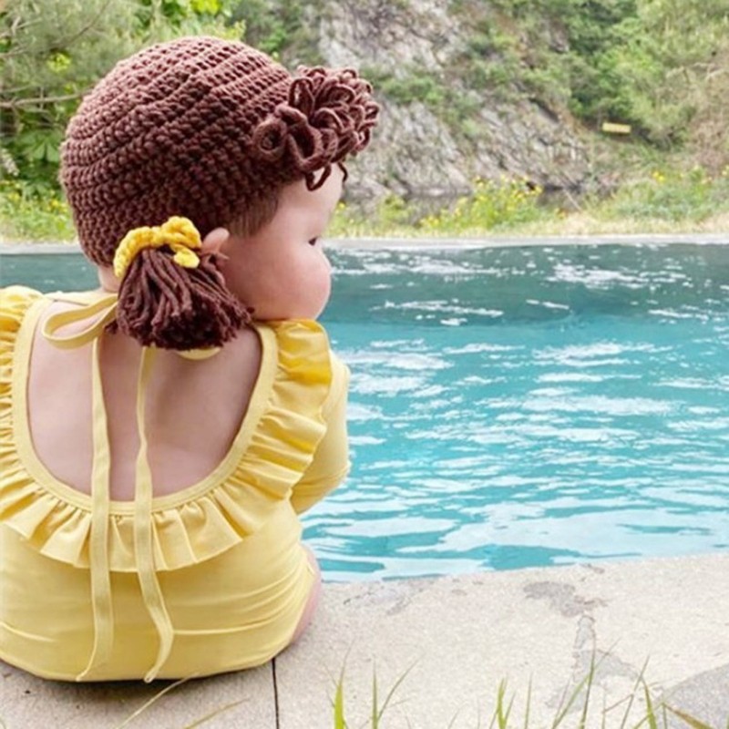 Mũ Trùm Đầu Dệt Kim Phụ Kiện Chụp Hình Cho Bé