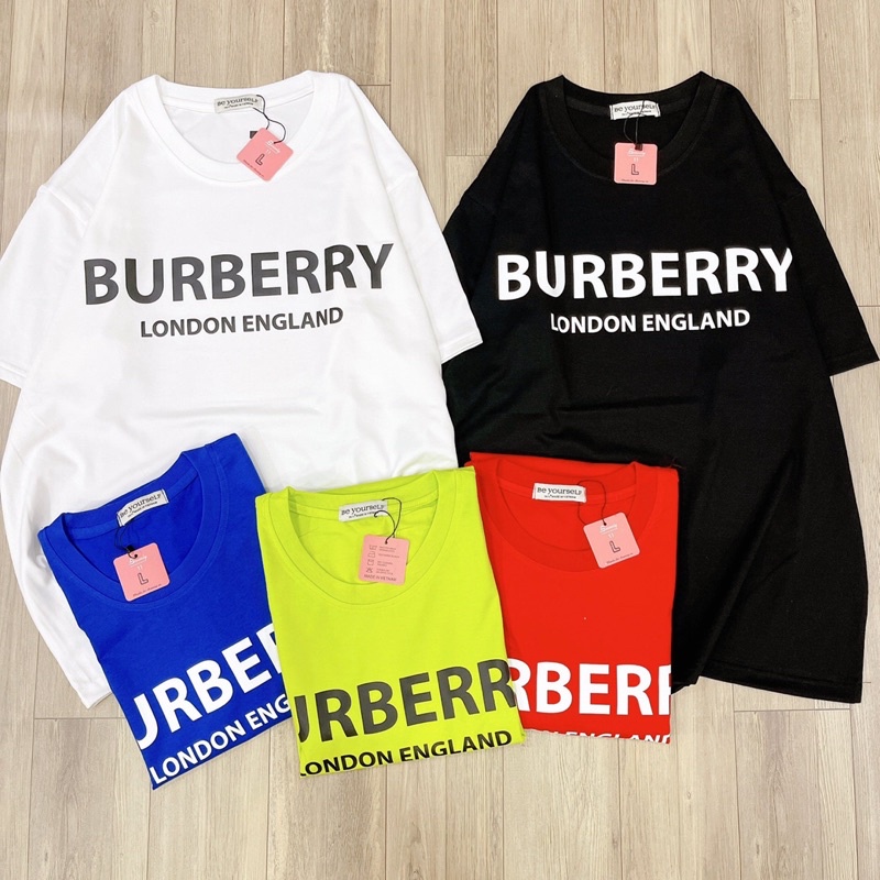 Áo Thun PHÔNG NAM NỮ UNISEX CHỮ BUR-BERRY - Hình chụp thật