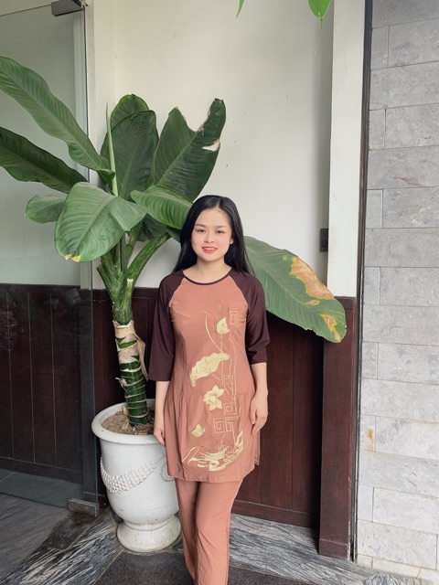 Áo đi lam phật tử đi chùa _ cách tân thun thổ cẩm _ bigsize 75kg