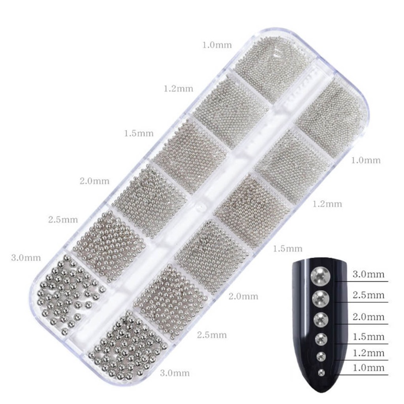 Hộp 12 Ngăn Đựng Hạt Thép Nhiều Màu Trang Trí Móng Tay Nghệ Thuật Cho Nữ