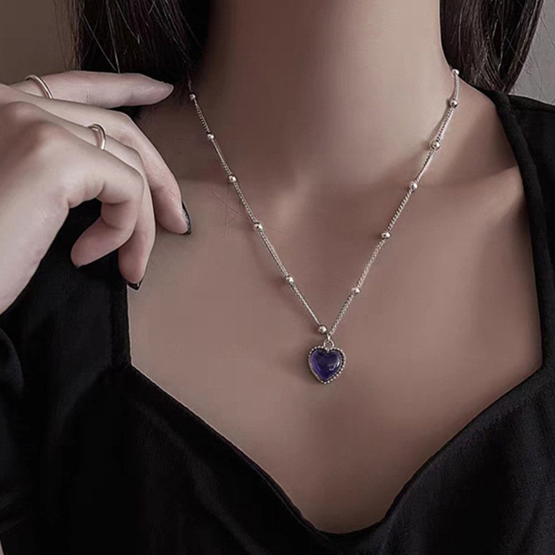 Dây Chuyền Chuỗi Hạt Tròn Mặt Trái Tim Thay Đổi Màu Sắc Theo Nhiệt Độ Phong Cách Nhật Hàn Độc Đáo Đơn Giản Thời Trang