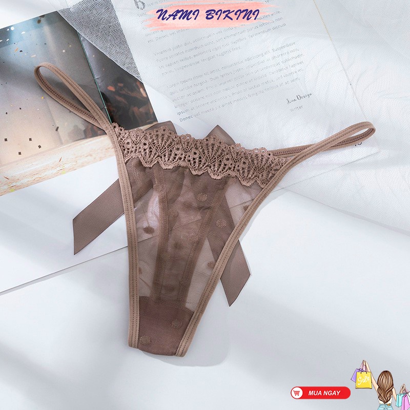 Quần lọt khe sexy đính nơ quần lót nữ ren xuyên thấu 2 mảnh dễ thương điệu đà Nami | BigBuy360 - bigbuy360.vn