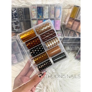 Set 10 cuộn(4cm*100 ) Foil dán móng các mẫu:báo giấy,rắn,galaxy