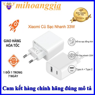 Củ sạc nhanh xiaomi mi 33w wall charger type-a + type-c | củ sạc nhanh xiaomi type- c pd 20w - mihoanggia