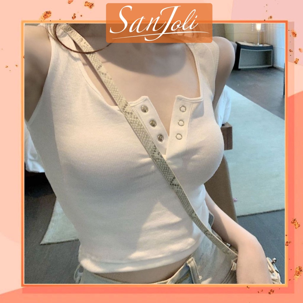Áo Hai Dây Croptop LOKOSA Áo Crt Kiểu Ôm Body Cổ Vuông Sexy Hàn Quốc Hai Màu Trắng Đen AO034