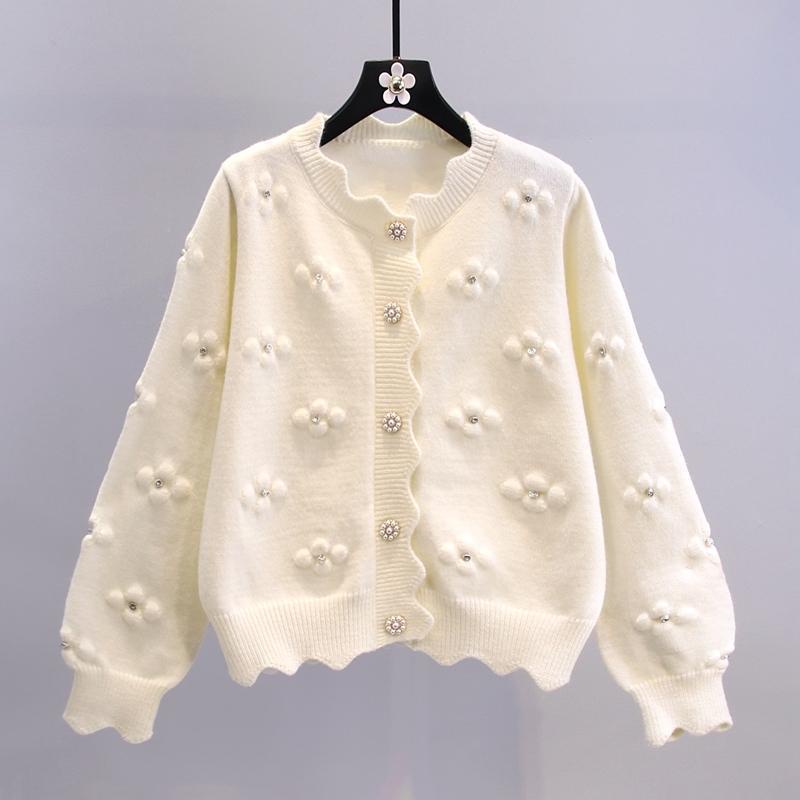 🌻 áo croptop tay dài  cardigan Áo Khoác Cardigan Dệt Kim Đính Hạt Hoa Phong Cách Nhật Bản Thời Trang Xuân Thu Mới 2022 Dành Cho Bạn Nữ Tuổi Trung Niên
