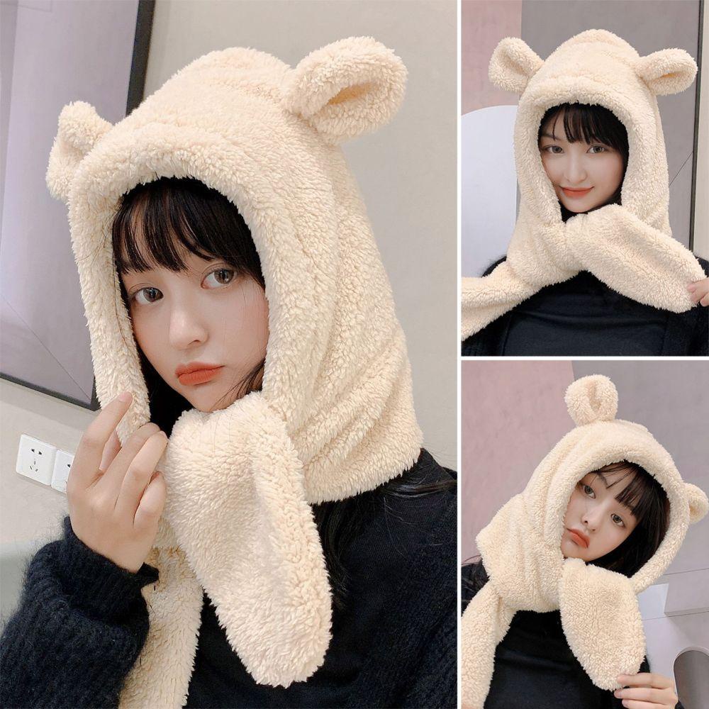 Mũ Tai Gấu Bằng Vải Bông Giữ Ấm Mùa Đông Dễ Thương