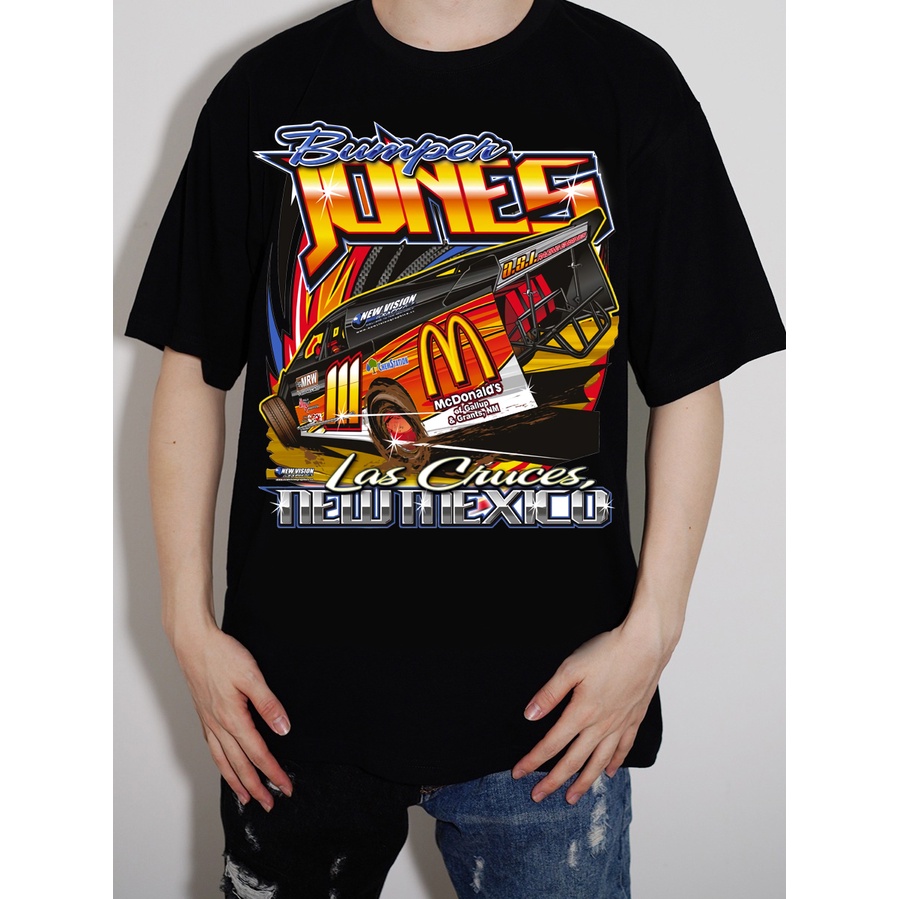 Blackwork | Áo Thun Vintage Car BumberJones Tay Lỡ Unisex - Đen/Trắng Cổ Tròn