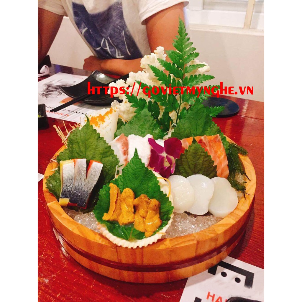 [Bảo hành 30 ngày-Hỗ trợ Phí giao hàng] Khay gỗ tròn trang trí sushi sashimi - Khay gỗ Sushi sashimi tròn 30cm - Gỗ Thôn