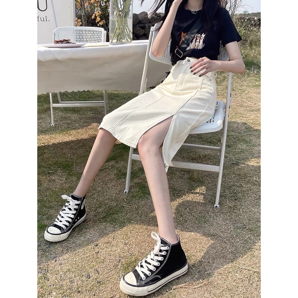 Chân váy thô dáng dài xẻ tà, chân váy dài xẻ tà cá tính [Quảng Châu cao cấp] | BigBuy360 - bigbuy360.vn