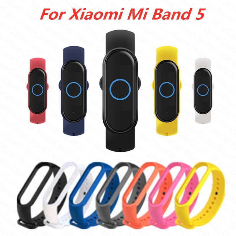 Dây đeo bằng silicon màu trơn đơn giản thay thế tiện dụng cho Xiaomi Mi Band 5 / Mi Band 5