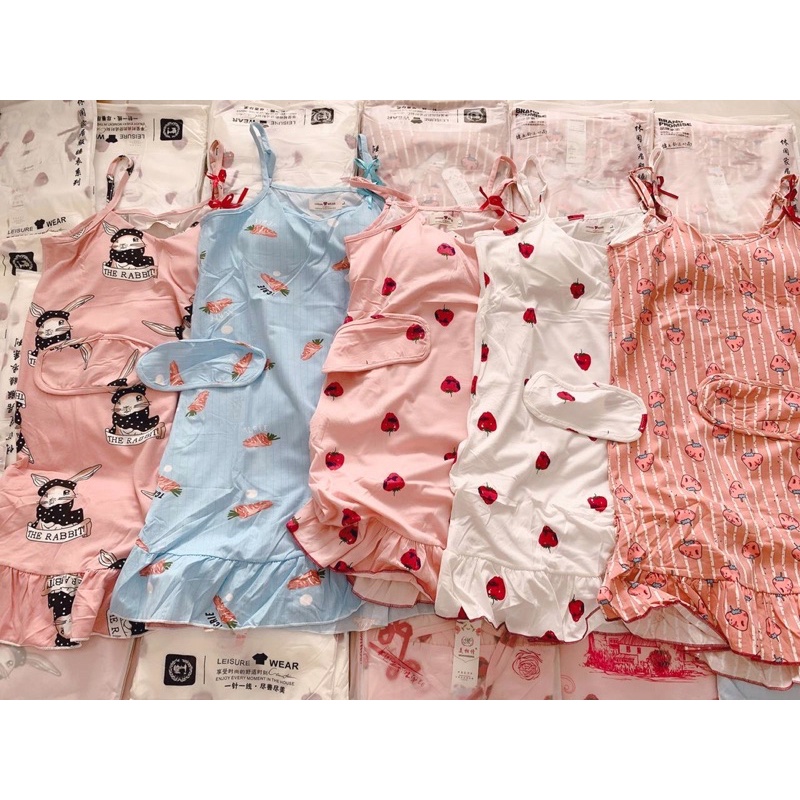 ĐẦM THUN 2 DÂY HOẠ TIẾT SIÊU DỄ THƯƠNG HÀNG CHUẨN QC TÚI ZIP | BigBuy360 - bigbuy360.vn