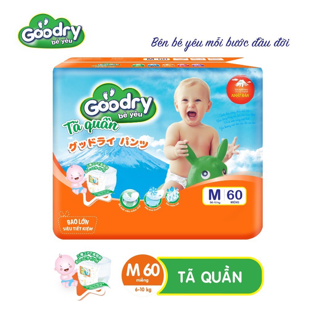 Khuyến mãi Tặng kèm 8 Miếng khi mua Tã quần Goodry M60,L54, XL48,XXL44 Miếng.