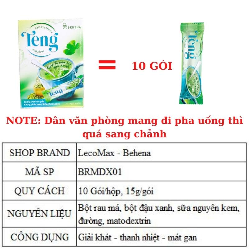 Bột rau má đậu xanh Teng Behena uống liên thanh nhiệt mát gan detox Lecomax BRMDX01