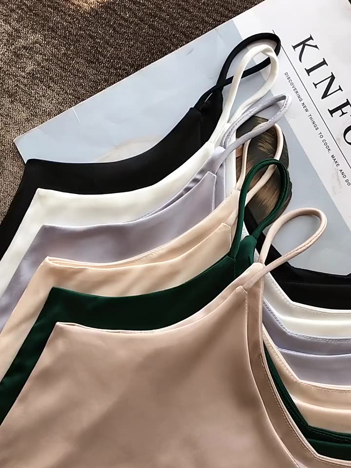 Áo hai dây lụa MACDOME cổ tim thiết kế chất lụa satin cao cấp mặc trong vest, blazer AD002 | BigBuy360 - bigbuy360.vn