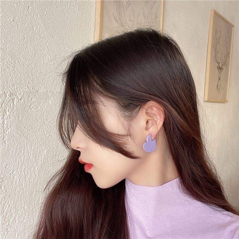 Bông tai hình trái tim bằng hợp kim màu tím phong cách Hàn Quốc thanh lịch thời trang cho nữ