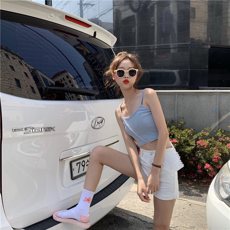 NZN Áo hai dây màu sắc đơn giản phong cách hàn quốc cho nữ