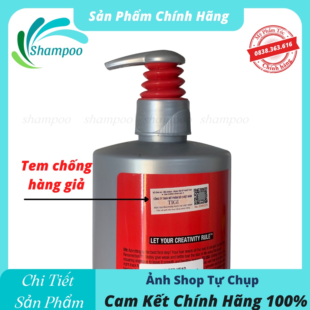Dầu gội TIGI BED HEAD 970ml phục hồi tóc khô xơ hư tổn giảm gãy rụng hàng chính hãng