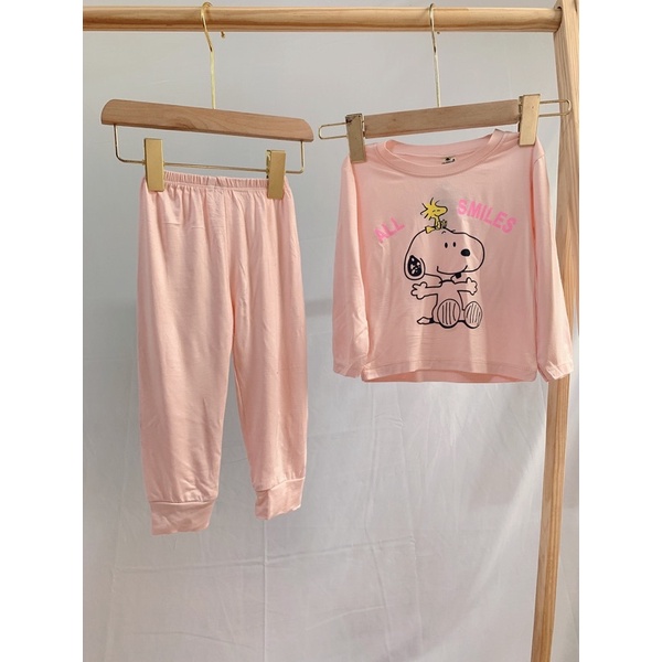 Bộ dài tay thun lạnh Snoopy bé trai bé gái