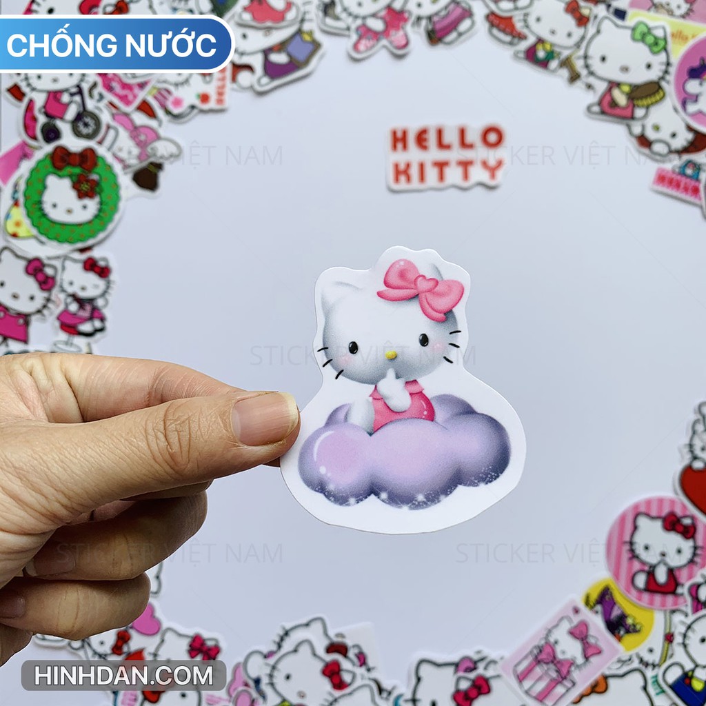 Sticker HELLO KITTY dễ thương chống nước dán nón bảo hiểm, tủ, đàn guitar, laptop, máy tính, xe | BigBuy360 - bigbuy360.vn