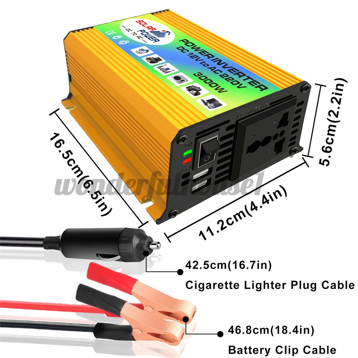 POWER ACTUAL PEAK Thiết Bị Chuyển Đổi Năng Lượng Mặt Trời 3000w 12v-220v 3000w Cho Xe Hơi