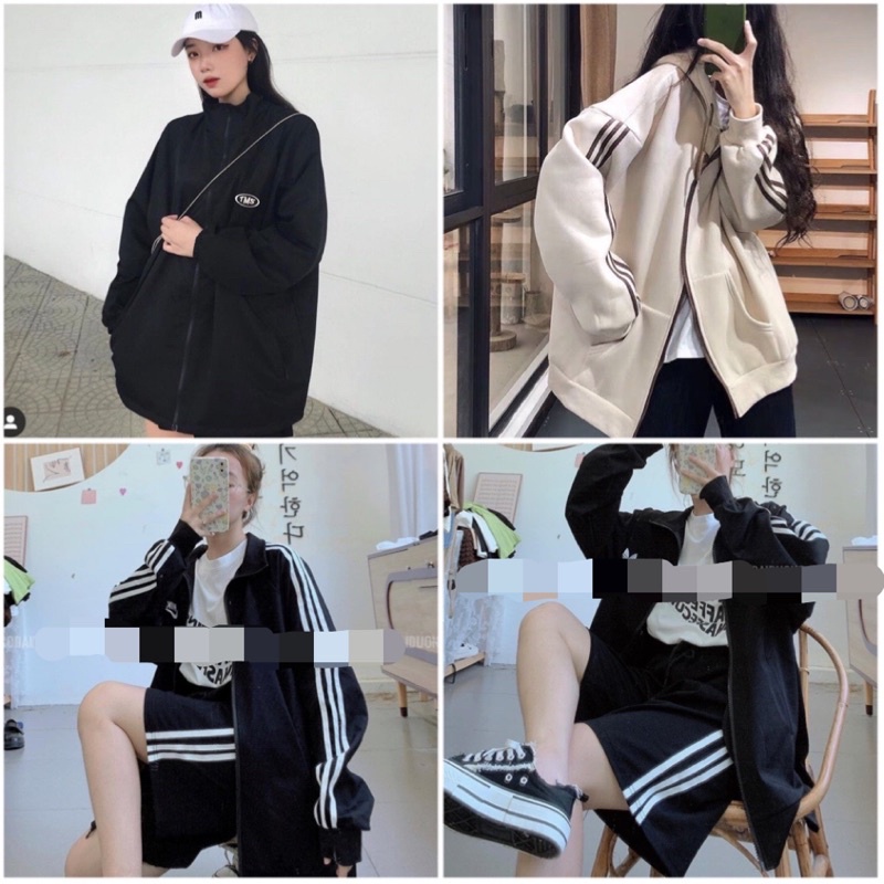 Áo Khoác Nam Nữ Thể Thao Ulzzang 3 Sọc Tay Hót Hit🌸 Áo Sweater Hoodie Nỉ Bông Kiểu Dáng Thể Thao Form Rộng Unisex | BigBuy360 - bigbuy360.vn