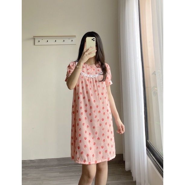 Đồ mặc nhà hồng dâu chất cotton lạnh | BigBuy360 - bigbuy360.vn