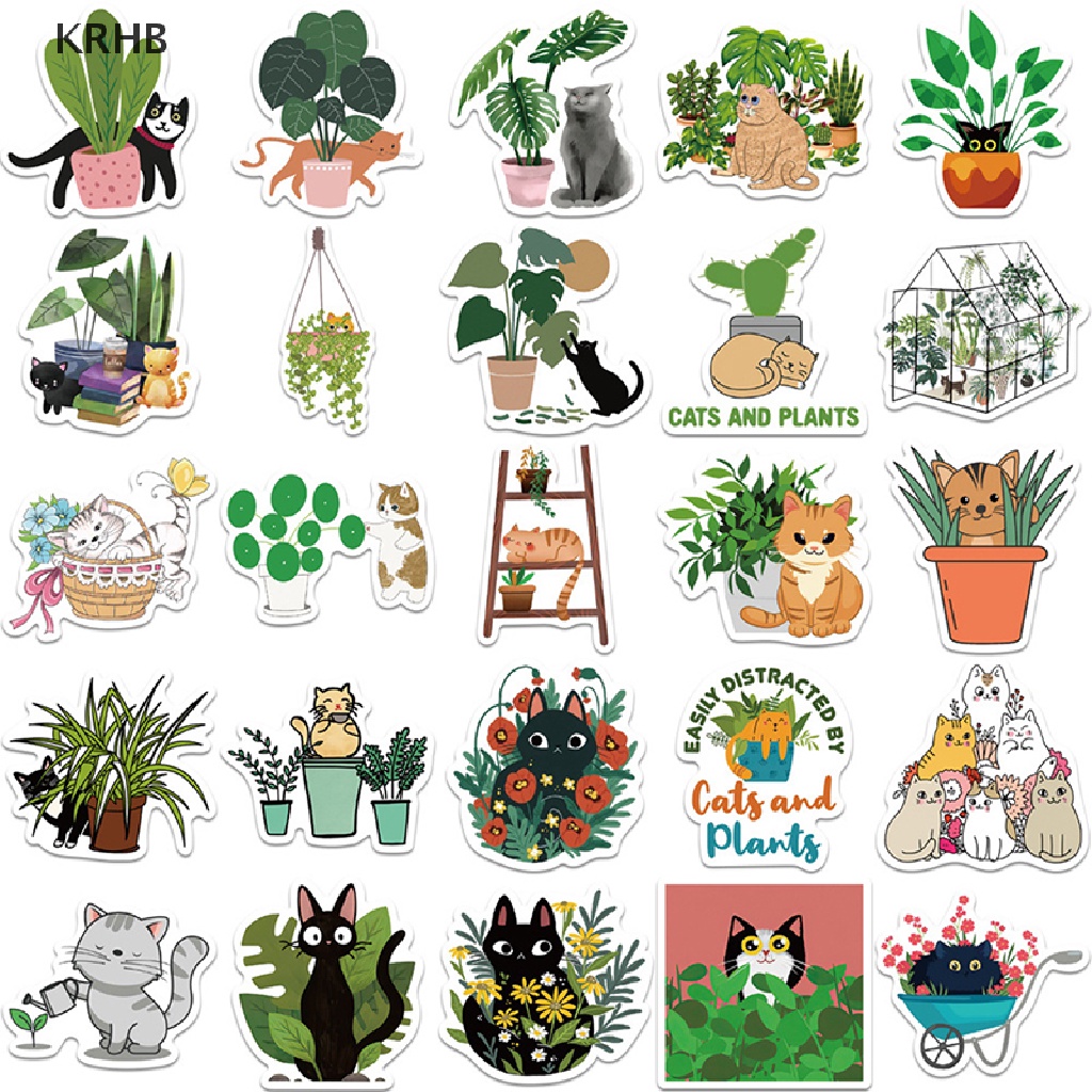 Set 50 Nhãn Dán Graffiti Hình Mèo Hoạt Hình Trang Trí Xe Máy / Va Li / Laptop Mới