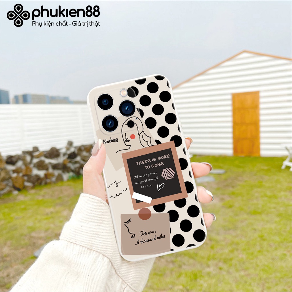 Ốp lưng ip Caro chấm bi cạnh vuông 6/6plus/6s/6splus/7/7plus/8/8plus/x/xr/xs/11/12/13/pro/max/plus/promax