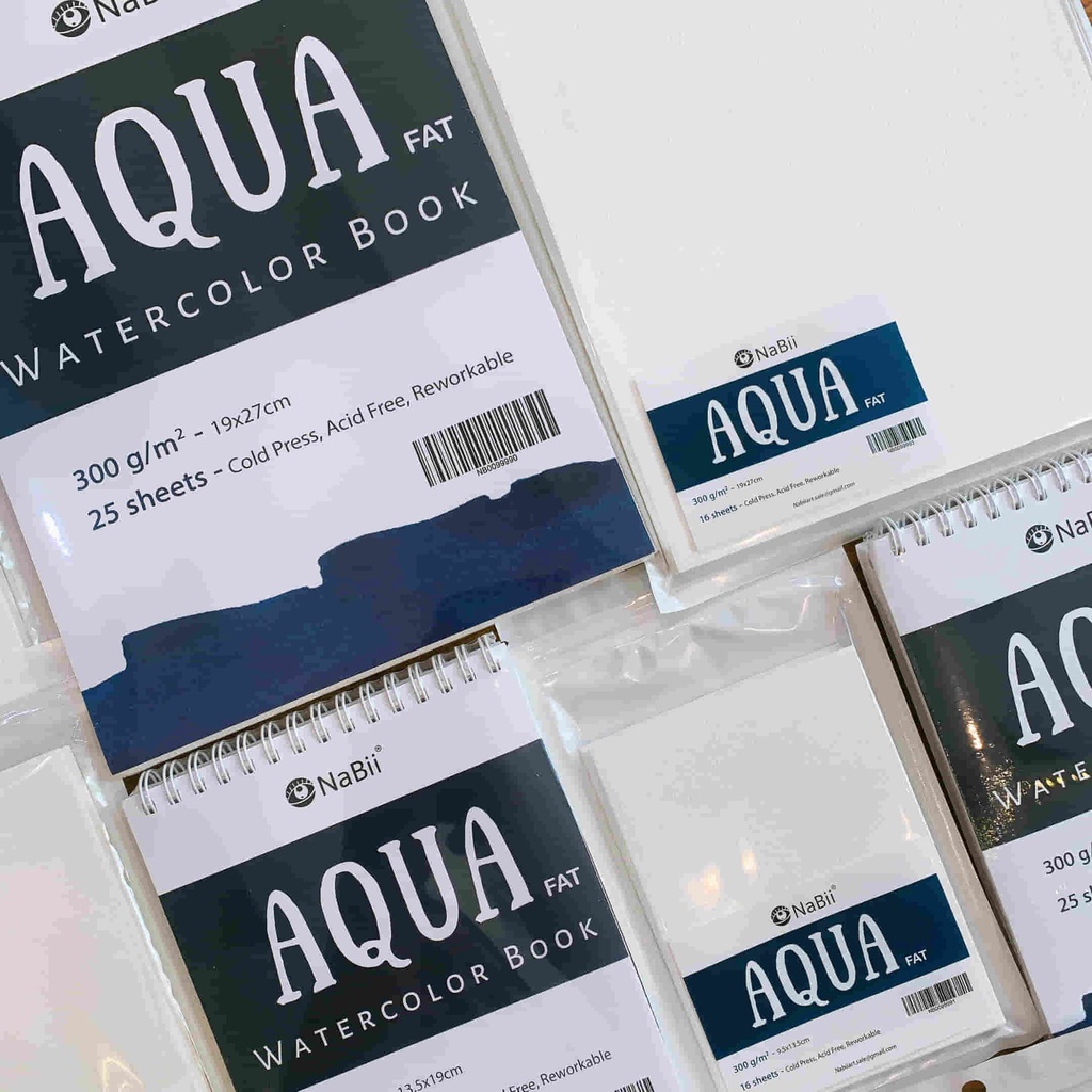 Giấy Vẽ Sổ Vẽ Nabii Aqua Fat - Giấy Vẽ Màu Nước 300Gsm