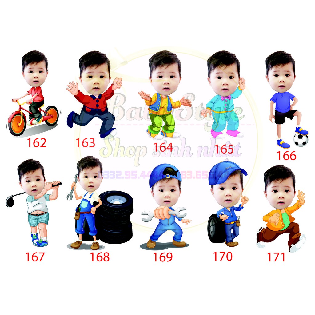 (CHIBI BÉ TRAI) Hình chibi sinh nhật để bàn BABYSTYPE trang trí sinh nhật cho bé, hình ảnh sắc nét vui nhộn,đa dạng