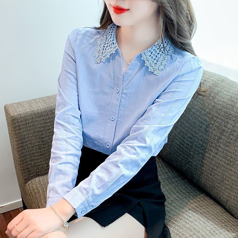 áo croptop áo sơ mi áo sơ mi tay ngắn áo kiểu nữ Áo Sơ Mi Cotton Nguyên Chất Phong Cách Phương Tây Thời Trang Mùa Thu 2022 Cho Nữ