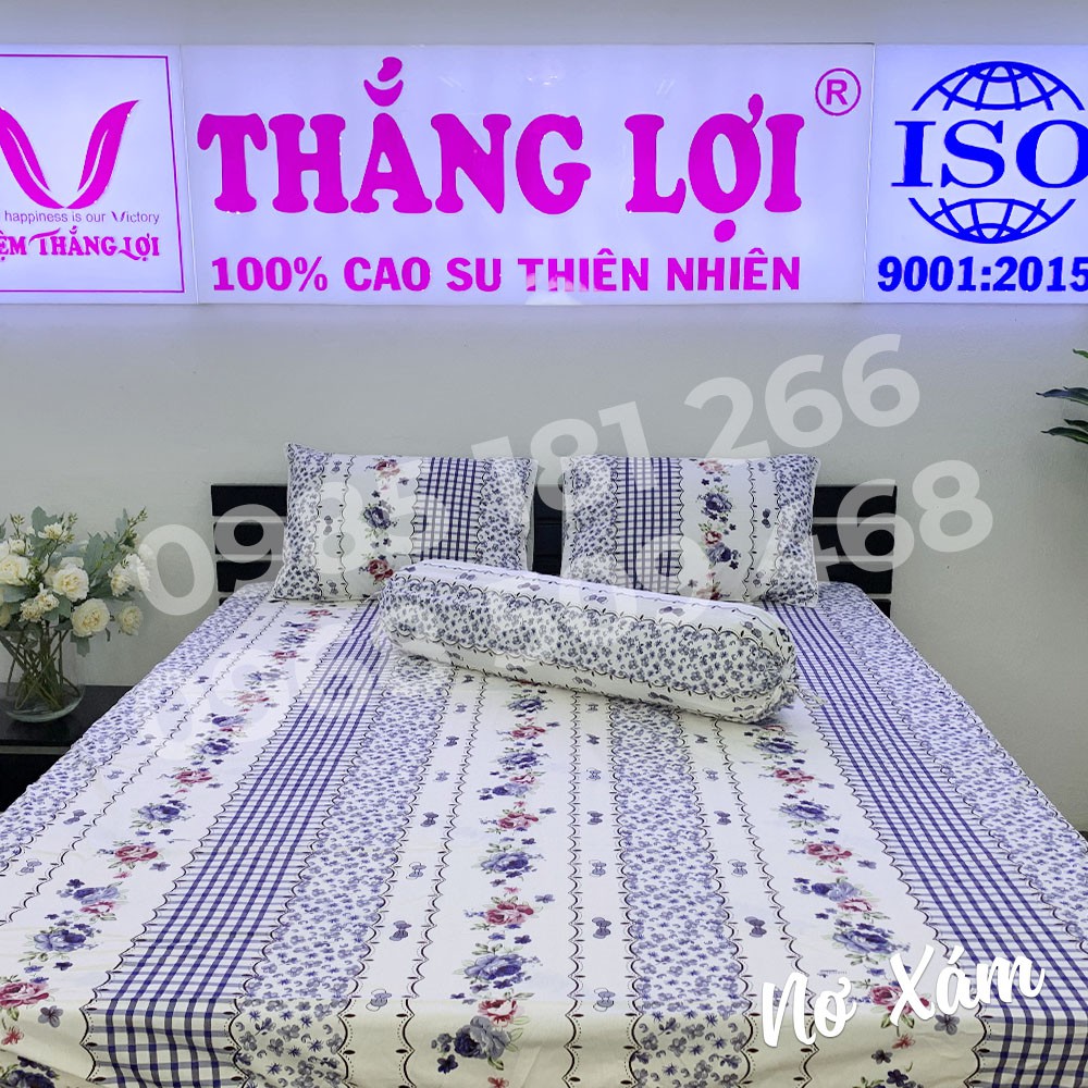 [Ảnh Thật] Nơ Xám - Bộ Drap Cotton 4 món Thắng Lợi Chính Hãng