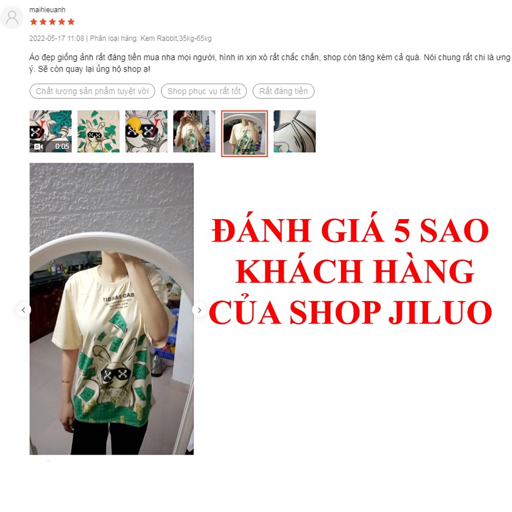Áo Phông Nam Form Rộng Bad Rabbit JILUO Áo Thun Nam Nữ Form Rộng Basic Unisex Áo Cotton Oversize thoáng mát đi học chơi
